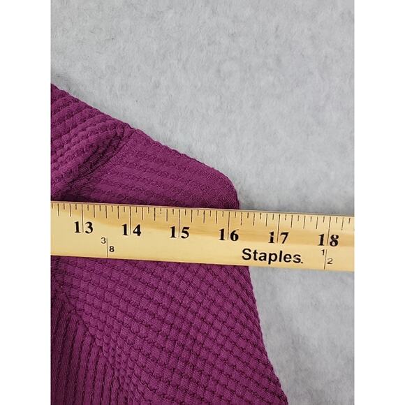 The North Face 100% Cotton Fuschia LS Hooded Waffle Knit Sweater Women's Small - Picture 10 of 12